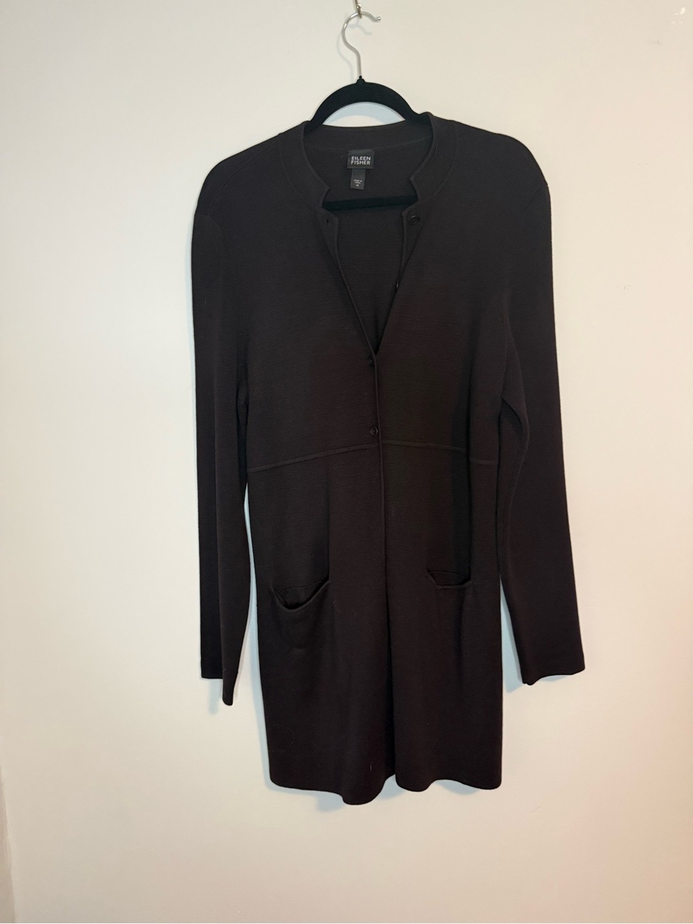 EILEEN FISHER Black Long Sleeve Open Cardigan